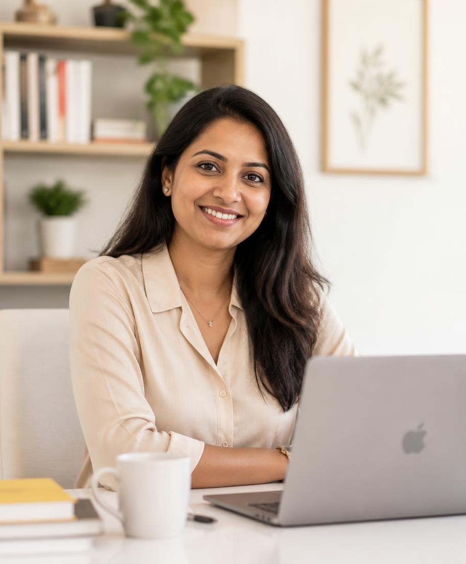 Founder of Career Comeback Accelerator at her desk